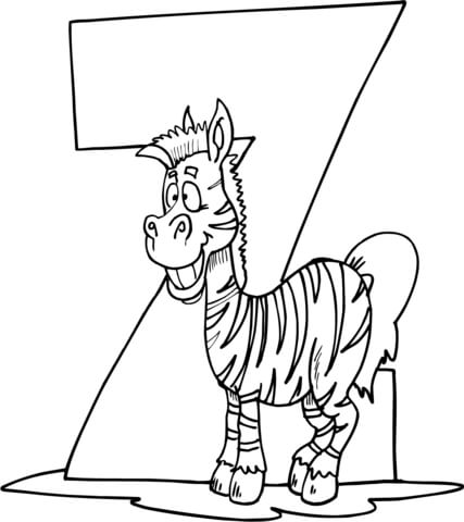 Letter Z Is For Zebra From Learn English Alphabet  Letter Is For  Set Ii Coloring Page